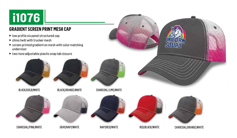 i1076 Gradient Screen Print Mesh Cap