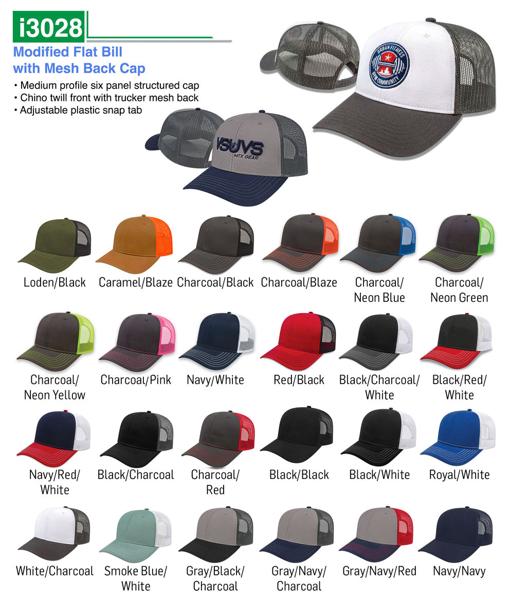 i3028 Modified Flat Bill With Mesh Back Cap