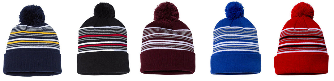 DK71 Traditional Custom Ribbed Cuff Toque With Pom