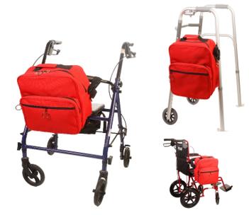 Wheelchair Bag - Red on mobility devices