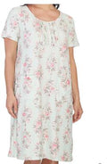 Poly Suede Nightgown - White Floral