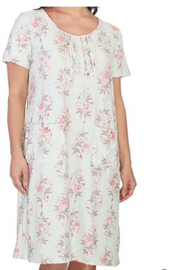 Poly Suede Nightgown - White Floral