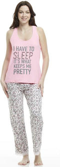 2-Piece Tank Top Pajama Set - Pink Leopard